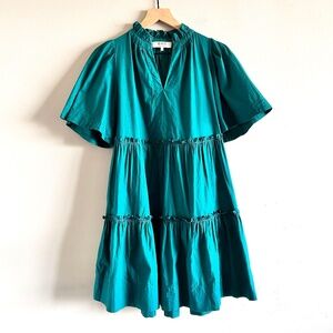 SEA New York Tivoli Green Short Sleeve Tiered Dress | Size 2